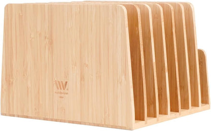 MobileVision Bamboo Desktop File Folder Organizer and Paper Tray, 7 Slots