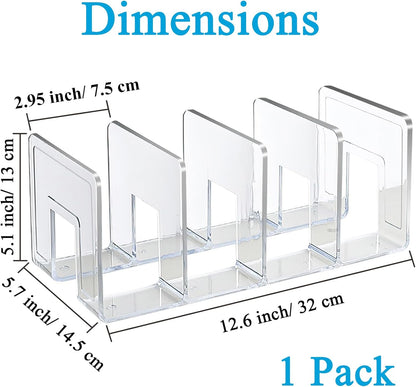 SAYEEC Acrylic File Holder, Clear File Sorter Desk File Organizer, Sturdy Desktop File Folder Organizer Rack for Envelopes Mail Letter Paper Notebook Electronics Office Supplies (4 Sections, 2 Pack)