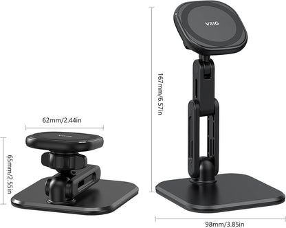 VRIG Magnetic Phone Stand for Desk,Adjustable Foldable & Portable MagStand with Angle Adjustment Cell Phone Holder for iPhone 17 16 15 14 13 12 Pro Max & MagSafe Case