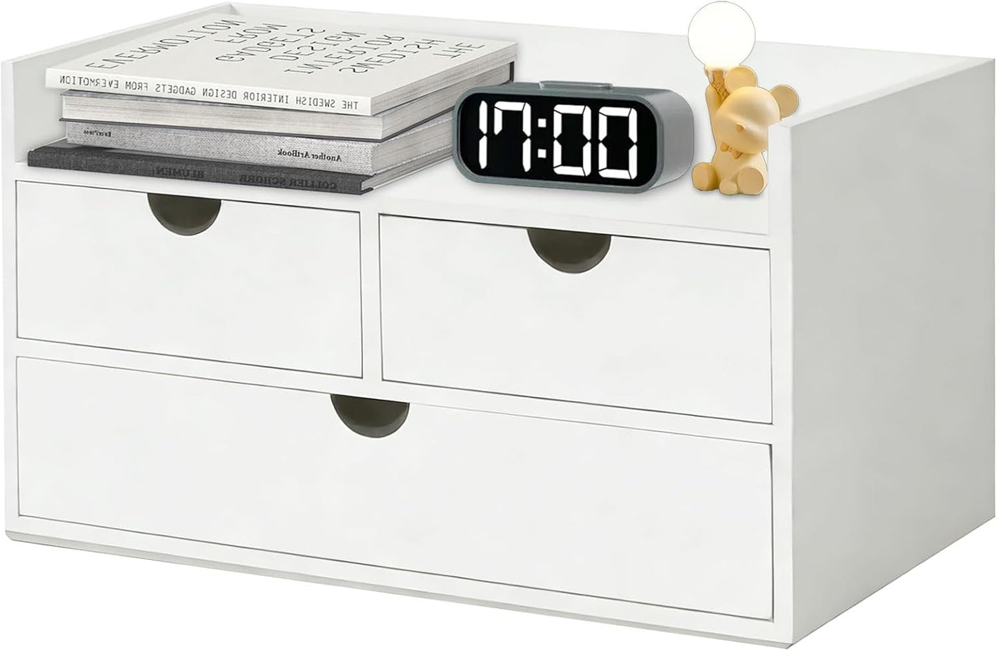 Bamboo Desk Organizer with Drawers,Mini Bamboo Desk Drawer,Can be used for storing bills, office supplies and kitchen utensils, and is suitable for storing in families and classrooms. (black)