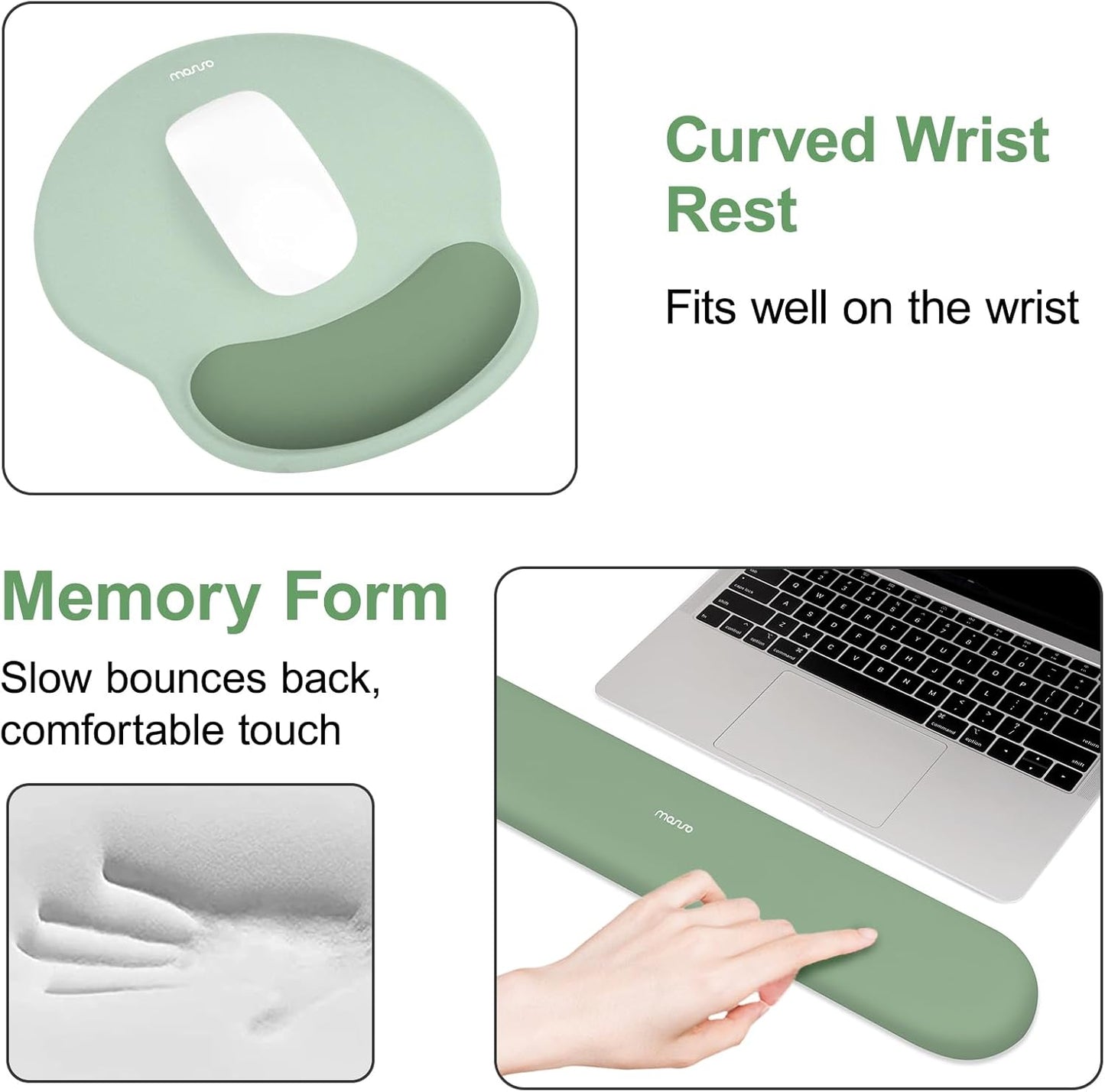 MOSISO Wrist Rest for Keyboard Mouse Pad Set, Large Gaming Deskpad&Circle Curved Mousepad&Keyboard Wrist Rest&Coaster, Ergonomic Non-Slip Mousepad&Easy Typing Pad with Silicone Lining, Apricot
