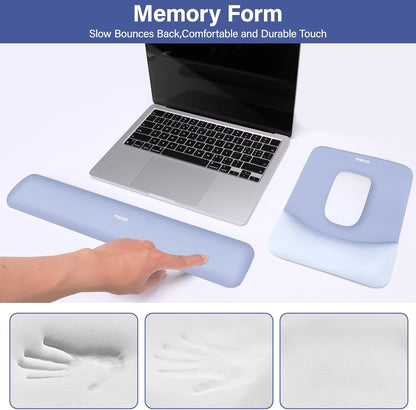 MOSISO Wrist Rest Support for Mouse Pad&Keyboard Set, Rectangular Ergonomic Mousepad Non-Slip Base Home/Office Pain Relief&Easy Typing Pad with Neoprene Cloth&Raised Silicone Lining, Green