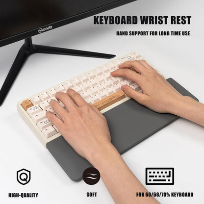 Ergonomic 75% Keyboard Wrist Rest-12.8" Silicone Non-Slip Keyboard Hand Rest, Relief of Hand Pain(White)