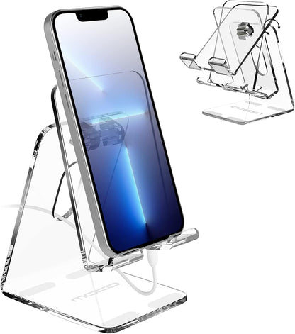 MoKo Acrylic Tablet Stand, Adjustable Angle Phone Stand for Desk, Fit with iPhone 17/17 Air/17 Pro/17 Pro Max, iPhone 16/Pro/Pro Max/Plus, iPhone 15/Pro/Pro Max/Plus, iPhone 14/Pro/Pro Max/Plus, Clear