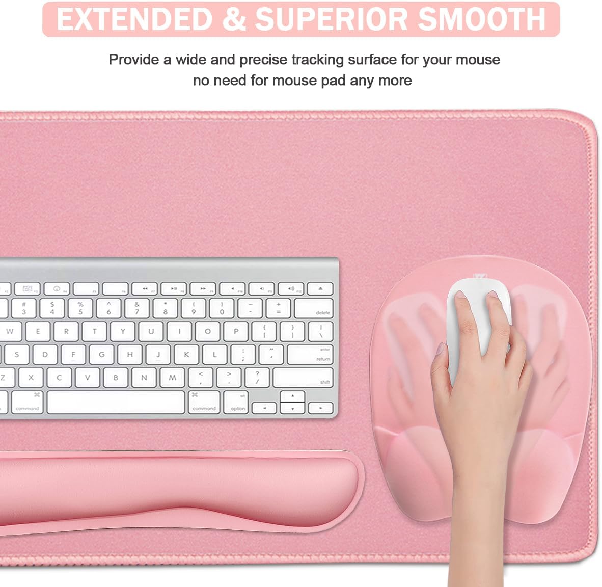 Memory Foam Set Wrist Rest Pad & Mouse Wrist Rest Support,Ergonomic Design for Office,Home,Laptop,Desktop Computer,Gaming Keyboard - Pink