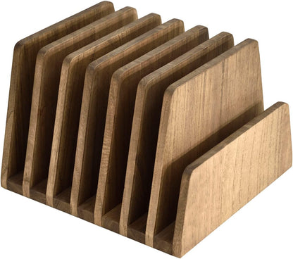 KIRIGEN Desktop File Document Holder Stand 7 Slots Mail Paper Organizer Desk Sorter Holder for File Document Organizer Stand for Home Office Natural (7KWJJ-NA)