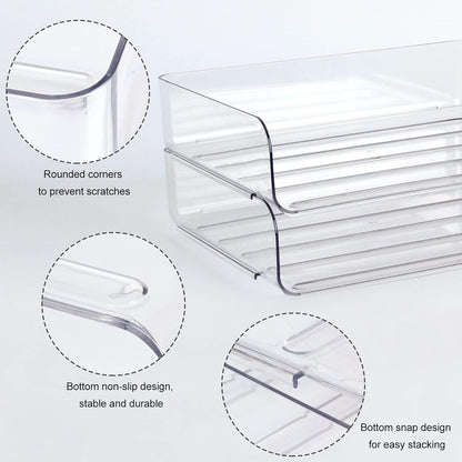2 Pack Stackable Desk Letter Paper Tray, A4 Clear Plastic Desk File Organizer Letter Tray, Desktop File Paper Organizer with Anti-Skid Design for Office Desktop