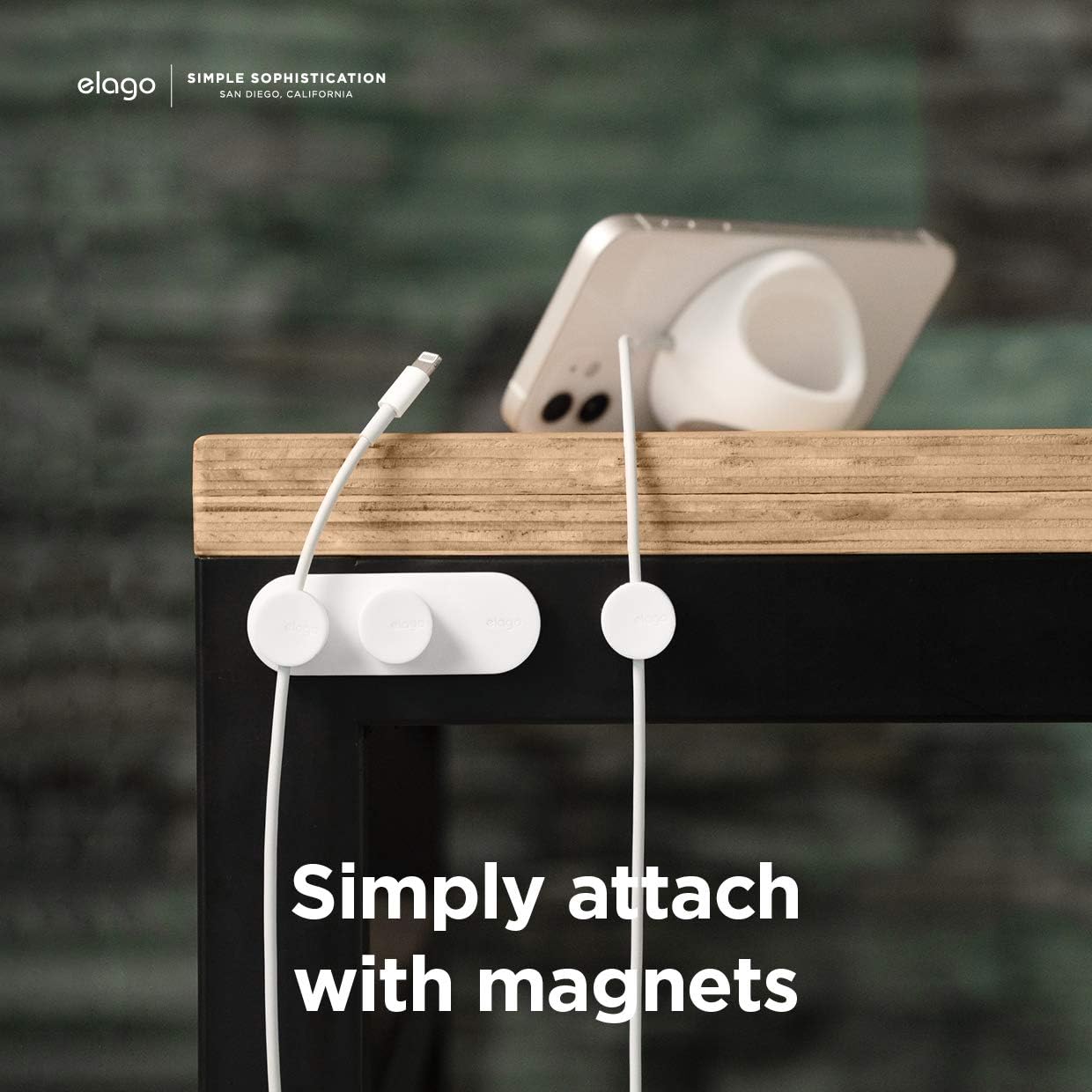 elago Magnetic Cable Management Buttons, Magnetic Cable Holder, Organize 3 Cables, Powerful Magnets, Reusable Sticker Attaches to Surface, Desk Organization (Black)