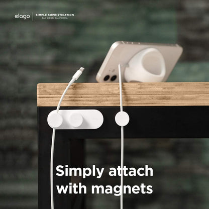 elago Magnetic Cable Management Buttons, Magnetic Cable Holder, Organize 3 Cables, Powerful Magnets, Reusable Sticker Attaches to Surface, Desk Organization (Black)