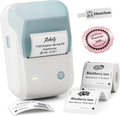 NIIMBOT B1 Label Maker Machine with Tape, 2 Inch Portable Label Printer, Bluetooth Thermal Label Printer with Multiple Templates for Small Business,Office,Home,School (Blue, 1 Printer+1 Roll Label)