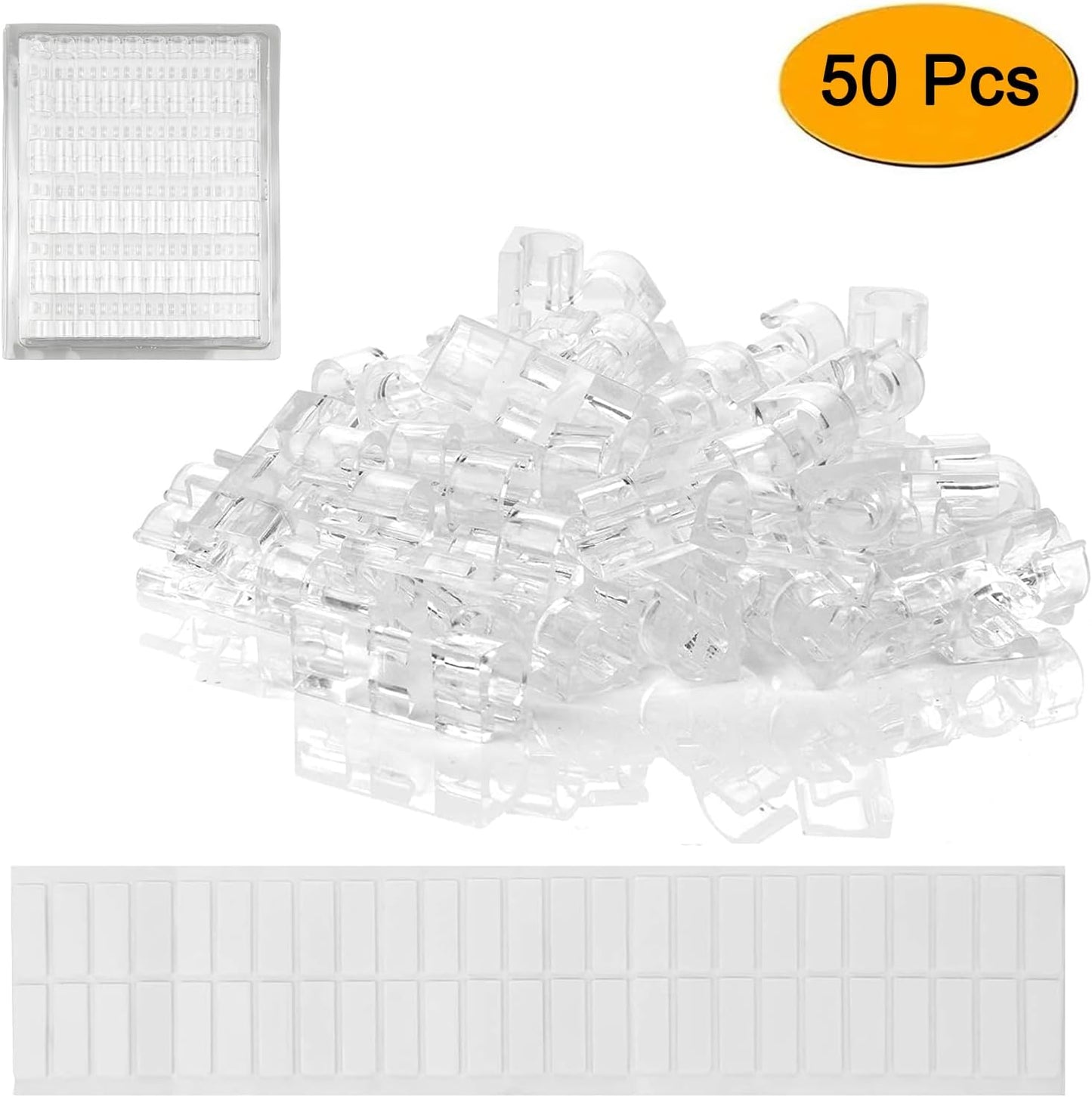 SOULWIT 50 Pcs Self Adhesive Cable Management Clips, Cable Organizers Sticky Wire Clips Cord Holder for TV PC Laptop Ethernet Cable Desktop Home Office (Black)
