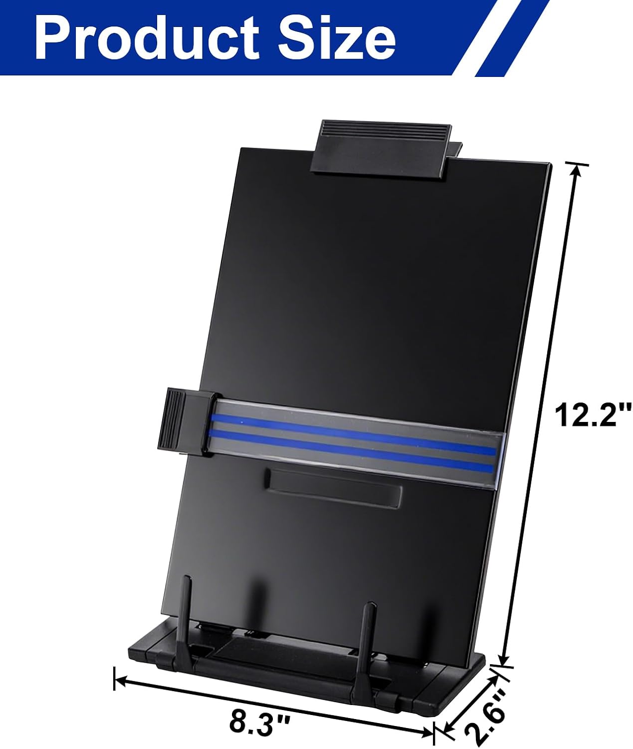 Lawei 2 Pack Desktop Document Holder with Adjustable Clip and Line Guide, Portable Document Book Holder - Copy Holder for Letter, Legal A4 Documents, Up to 150 Sheets, Black