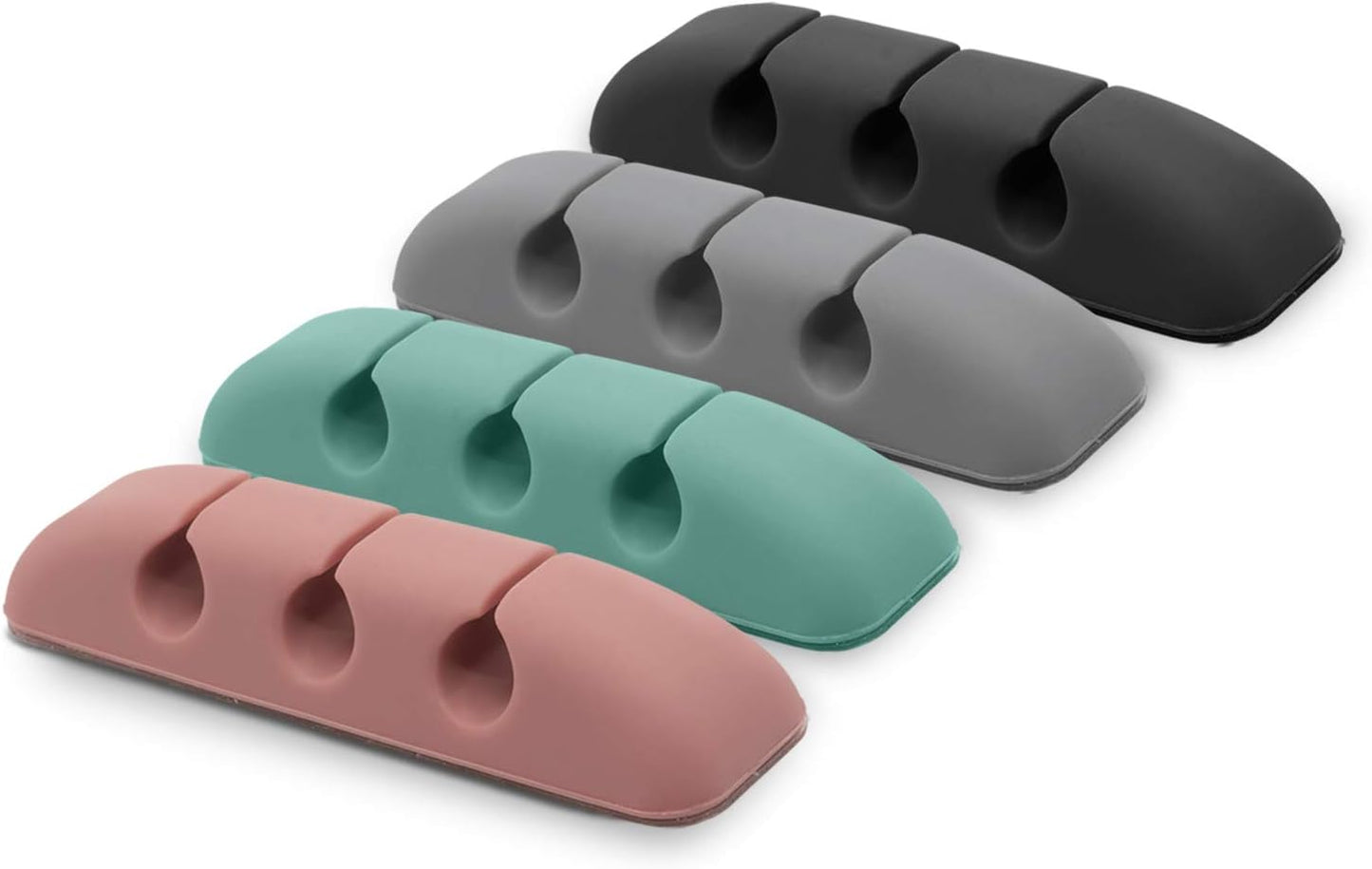 Ringke Silicone Cable Organizer for Cable Management, Durable Flexible Cord Organizer, Powerful Adhesive Cable Clips - 4 Pack
