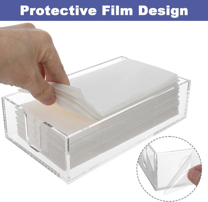 2pcs Clear Napkin Holder Flat Napkin Holder for Table Acrylic Guest Towel Holders Clear Bathroom Paper Hand Towels Storage Tray Napkins Tray Hand Towel Organizer for Kitchen Dining Hotel Wedding Party