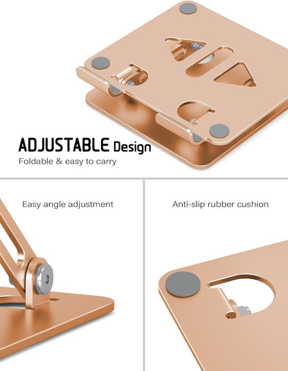 Aoviho Tablet Stand Holder for Desk, Adjustable Desktop Tablet Holder, Foldable Aluminum Tablet Mount for iPad pro 12.9, iPad Air Mini, Samsung Galaxy Tabs Z Fold Kindle Fire 4-12 inch Purple