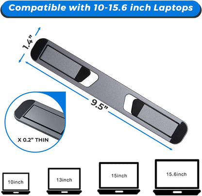 Laptop Riser for Desk – Aluminum Foldable Laptop Stand for 10”-16” Models Including MacBook, MacBook Air, iPad, HP and More – Self-Adhesive Portable Laptop Stand with Non-Skid Feet