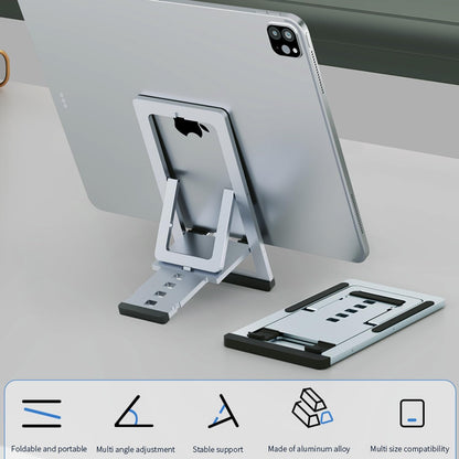 Cell Phone Stand Foldable Aluminum Adjustable Phone Holder for Desk Portable Travel Holder Office Desk Accessories Compatible with iPhone 16 15 14 13 12 11 Pro Max X for Samsung Moto Google (Silver)