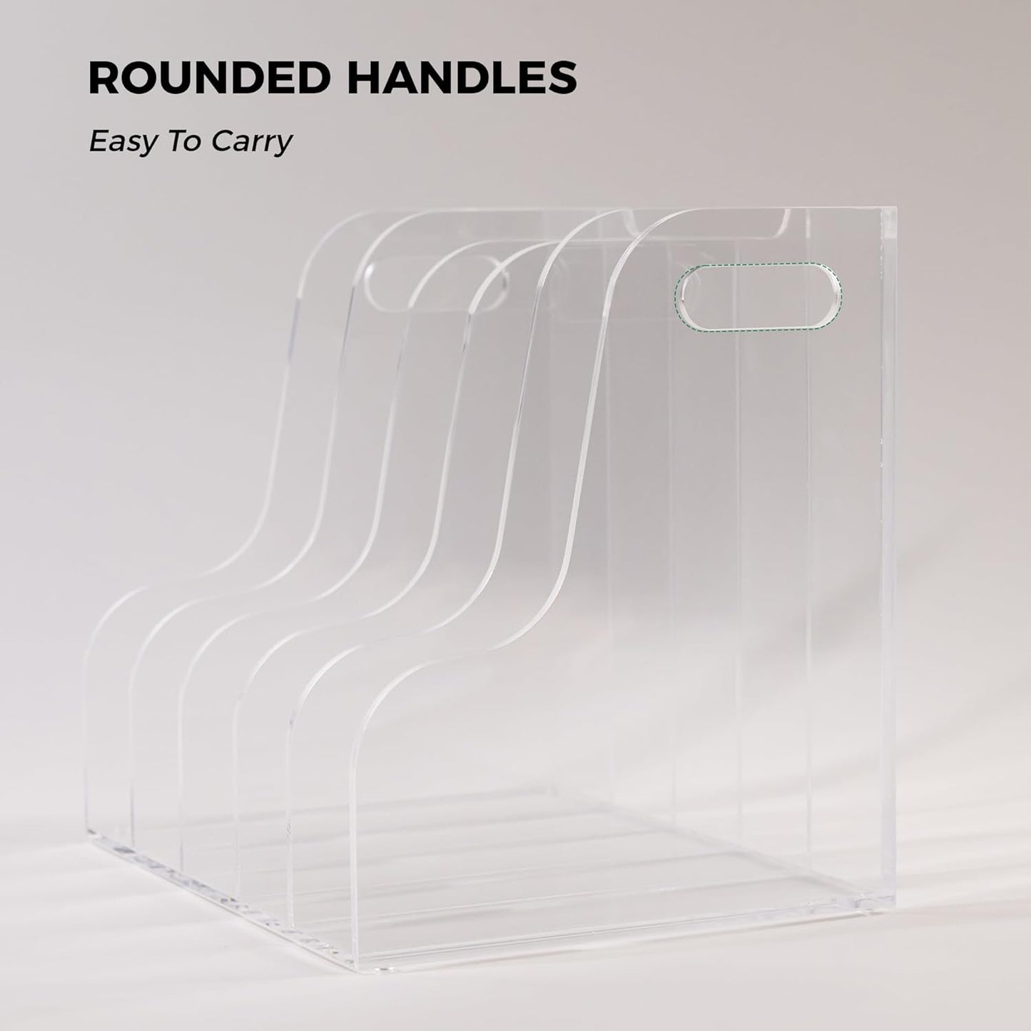 Acrylic Magazine File Holder, 4 Vertical Compartments Desk Document Sorter Organizer, Clear Folder Rack Binder for Office/Home/Classroom, for Documents, Tablet, Magazines, Books & Accessories