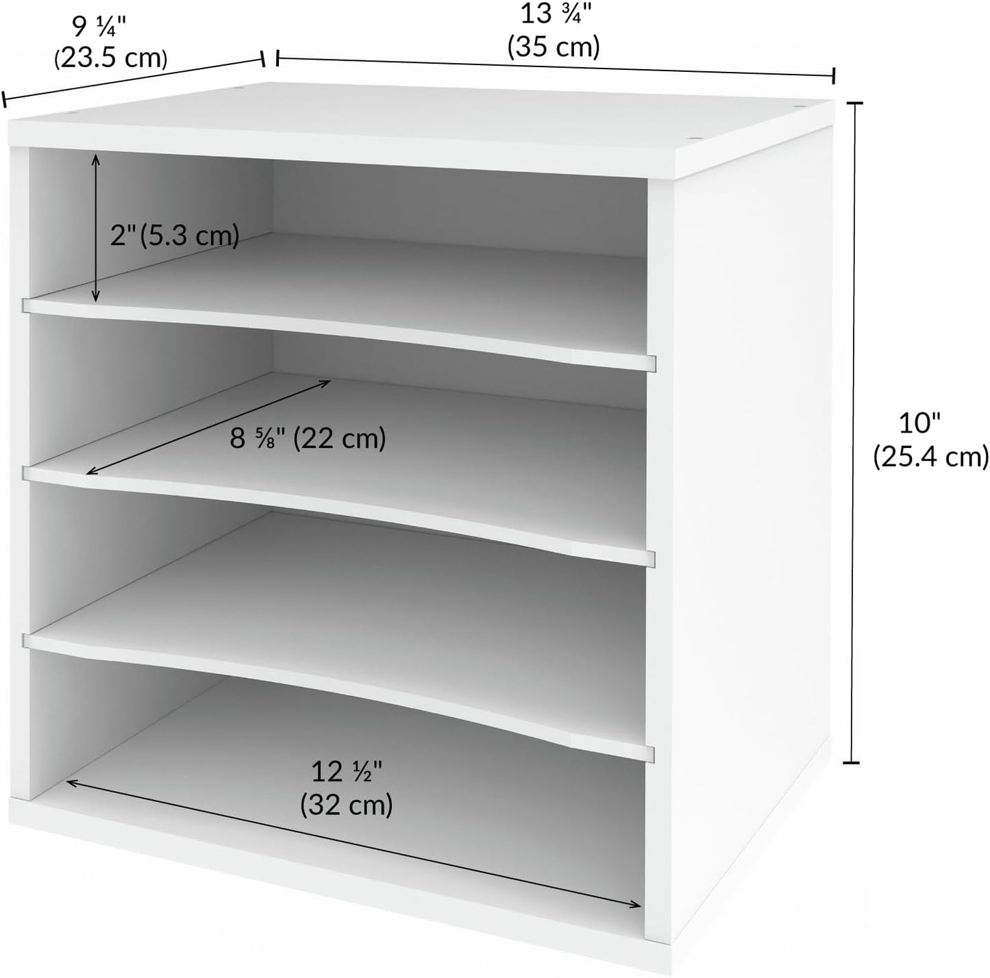 Ballucci 4-Tier Paper Organizer for Desk, Stackable Organizer Tray, Desk Storage Shelves, Stacking Letter Paper Tray Sorter for Classroom, Office, White