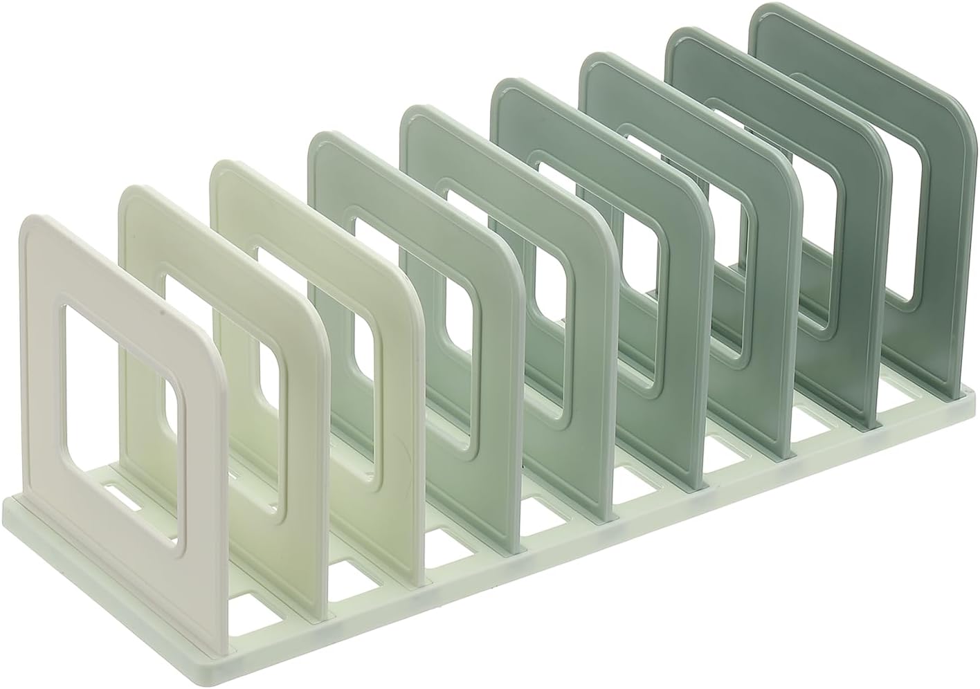 PATIKIL Vertical File Organizer, 8 Slots Desk File Organizer Vertical Upright Holder Plastic Adjustable Shelf Dividers for Desktop Sorter Office Magazine Rack Stand Bookshelf, Green