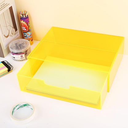 Gelite Acrylic Desk Organizer with Drawer for Makeup Vanity Stackable Desktop Storage Box for Office Supplies, 13.8 x 9.8 x 3.9’’, Neon Green