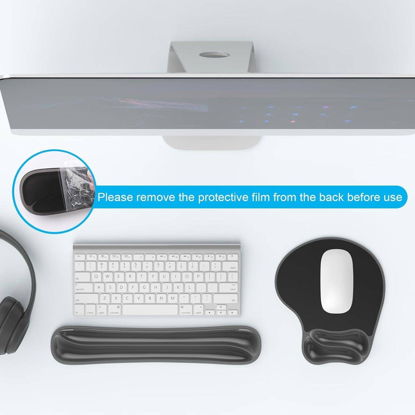 Gel Mouse pad & Keyboard Wrist Rest Set, Ergonomic Keyboard and Mousepad with Wrist Support, Keyboards Wrist Rest, Computer Keyboards Pad, Cooling Gel Blue