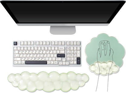 Gel Wrist Rest and Cloud Mouse Pad Support for Keyboard and Mouse - Ergonomic Pink Keyboard Wrist Pad Set for Typing Pain Relief/Computer/Laptop/Gaming/Home/Office (Cloud Shape, Gradient Blue Pink)