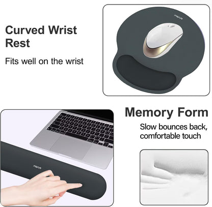 MOSISO Wrist Rest Support for Mouse Pad&Keyboard Set, Circle Curved Ergonomic Mousepad&Coaster Non-Slip Base Home/Office Pain Relief&Easy Typing Pad with Soft Cloth&Silicone Lining, Antique Green