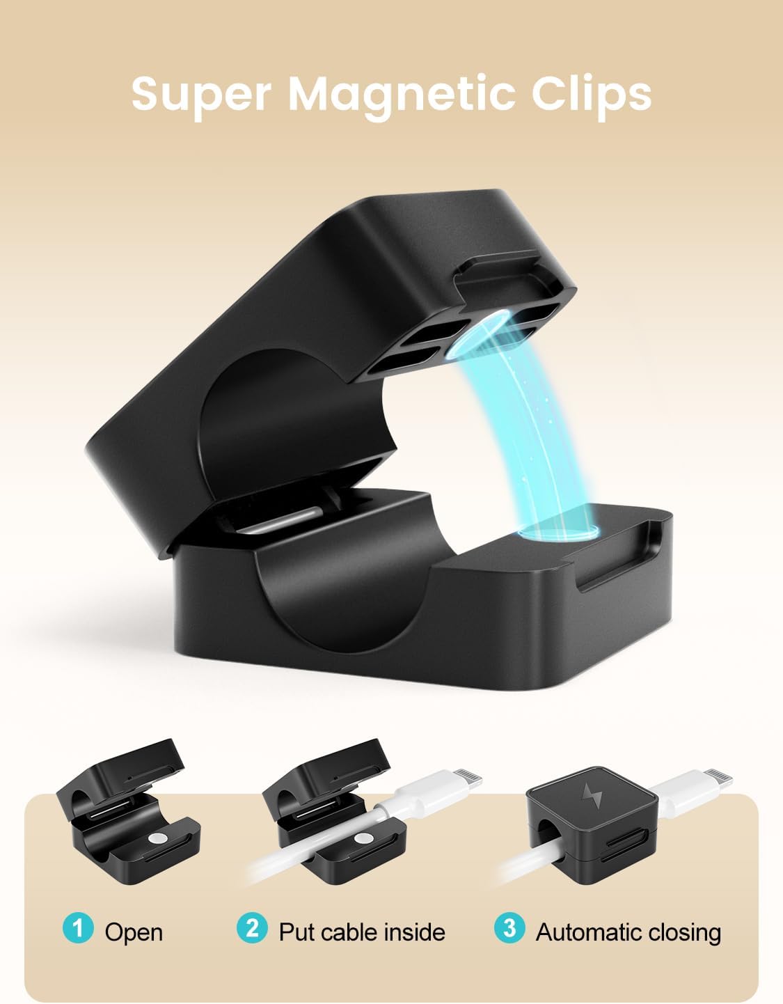 8 Pack Magnetic Cable Clips, Phone Cord Holder for Nightstand, Under Desk Cable Management, Canisflax Adhesive Wire Charging Cord Organizer Keepers Holder for Home Office Car Wall Desktop