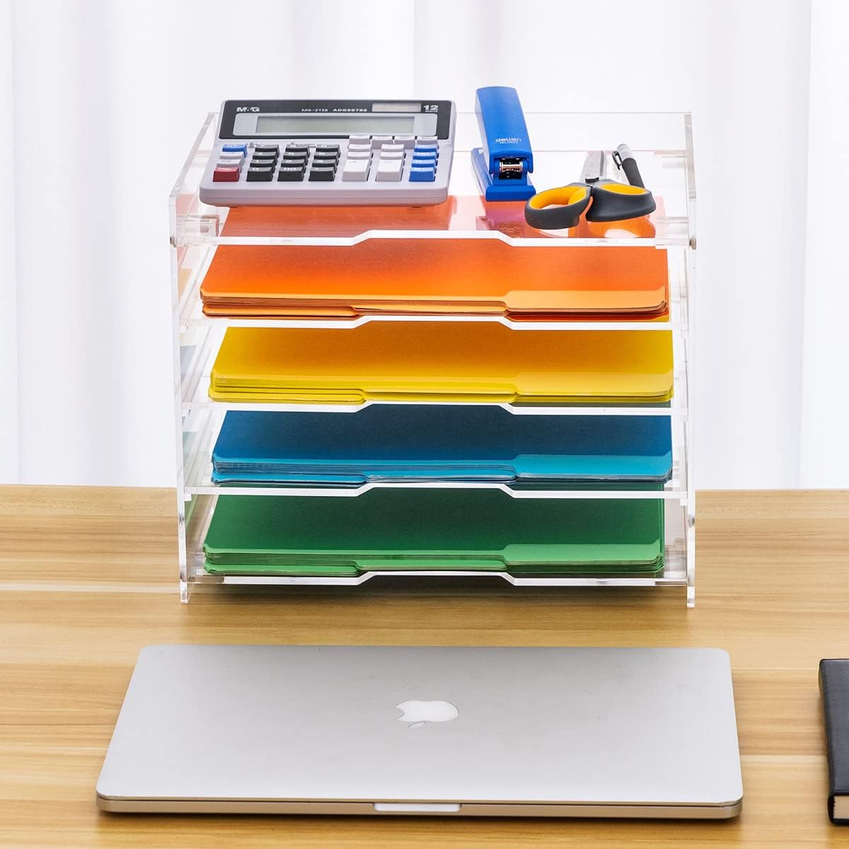 File Paper Organizer Letter Tray For Desk Office Supplies Folder Accessories Storage, Clear Acrylic, For Home School Desktop Organization