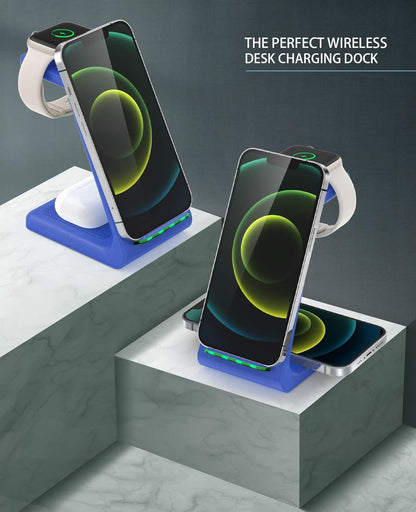 3 in 1 Wireless Charging Station, 2026 Upgraded Fast Desk Charger Station for iPhone 17 16 15 14 13 12 Pro Max Plus, Charger Stand for Apple Watch 10 9 8 7 6 5 4 3 2 SE, Airpods 4 3 2 Pro(Black)