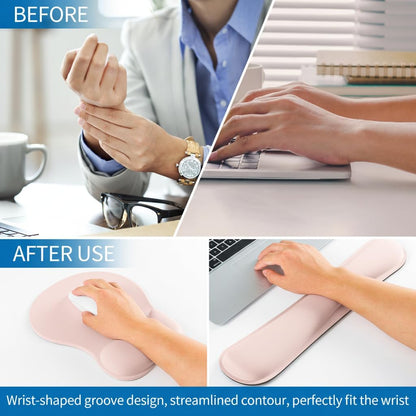 RICHEN Wrist Rest Support for Mouse Pad&Keyboard Set with Coaster,Concave Curved Memory Foam, Non-Slip Base Pain Relief Comfortable Easy Typing Pad for Home/Office (Lavender Purple)