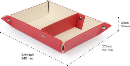Londo Leather Tray Organizer - Practical Lightweight Water Resistant Computer Table Desk Storage Box for Wallets, Watches, Keys, Coins, Cell Phones and Office Equipment