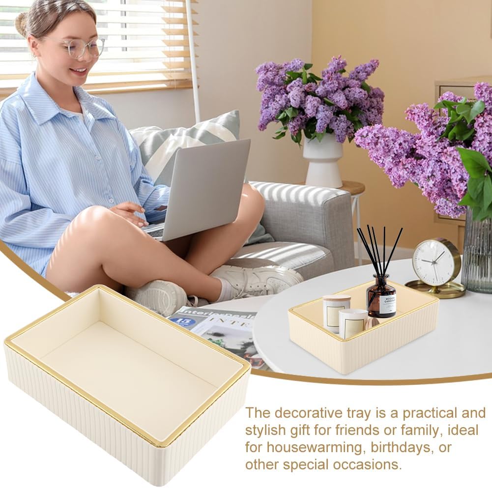 PU Leather Valet Tray,Desk Organizer Tray Nightstand Organizer Trinket Dish Storage Key Bowl Decorative Trays for Phone Wallet Jewelry Watch,Bathroom Bedroom Perfume Vanity Trays