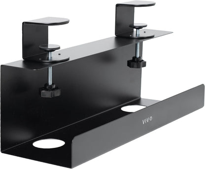 VIVO No Drill Clamp-on 17 inch Power Strip Cable Management Tray, Under Standing Desk Steel Cord Organizer, Black, DESK-CM6L-B
