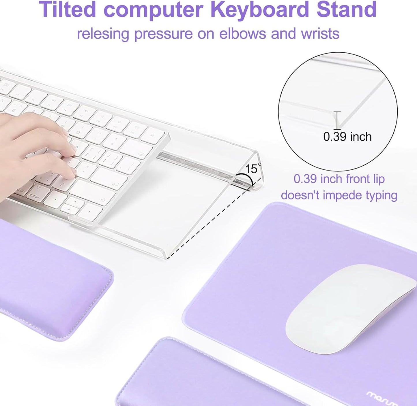 MOSISO Computer Keyboard Stand&Wrist Rest Support for Keyboard and Mouse, Large Rectangular Ergonomic Wrist Rest Mouse Pad Set, Pain Relief Easy Typing Non-Slip Cushion Pad for Home/Office, Apricot