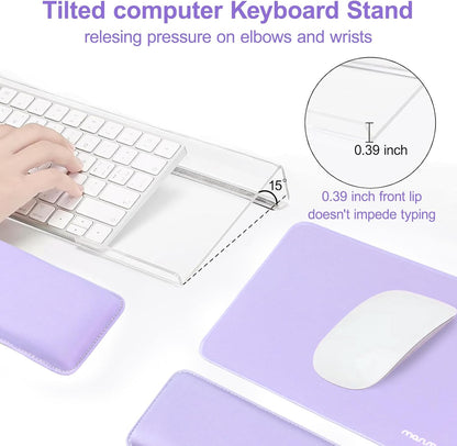 MOSISO Computer Keyboard Stand&Wrist Rest Support for Keyboard and Mouse, Large Rectangular Ergonomic Wrist Rest Mouse Pad Set, Pain Relief Easy Typing Non-Slip Cushion Pad for Home/Office, Apricot