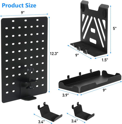 MAXECHO Desk Side Storage, Under Desk Laptop Mount, Table Side Hanging File Organizer, No Drill Clamp On Cable Management Tray, Laptop Holder with Magnetic Pen Holder for Office and Home, Load 22 Lbs