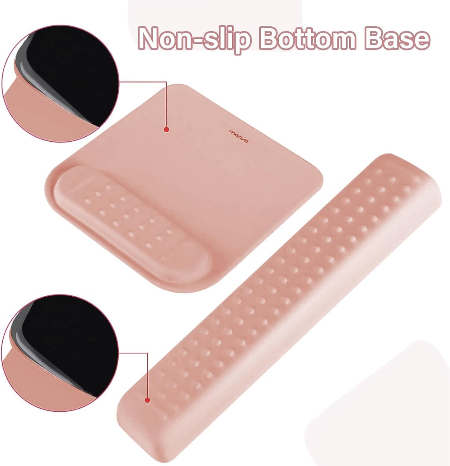 MOSISO Computer Keyboard Stand&Wrist Rest Support for Keyboard &Mouse Pad Set, Ergonomic Massage Wrist Rest Set, Easy Typing Working Acrylic Clear Stand for Office Home, Apricot