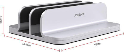 JOKItech Dual Aluminum Vertical Laptop Stand Organizer, Sturdy Notebook Computer Holder Stand Compatible with New Liquid Retina XDR Apple MacBook Air/Pro/Neo, Mac mini & iPad Pro - Black
