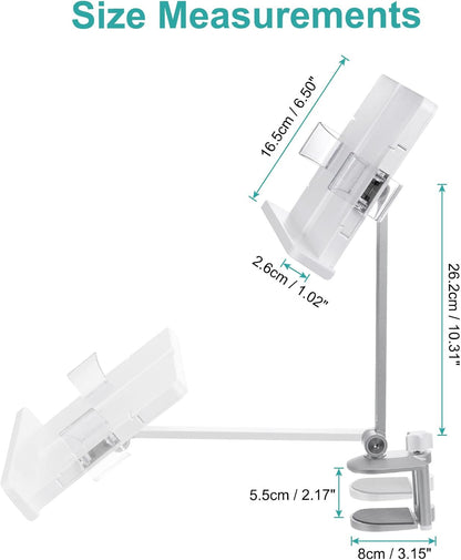 PATIKIL Book Stand for Reading, Metal Reading Rest Book Holder with Page Clips, Height Angle Adjustable, 360° Rotating Arm Suitable for Sheet Music, Laptop