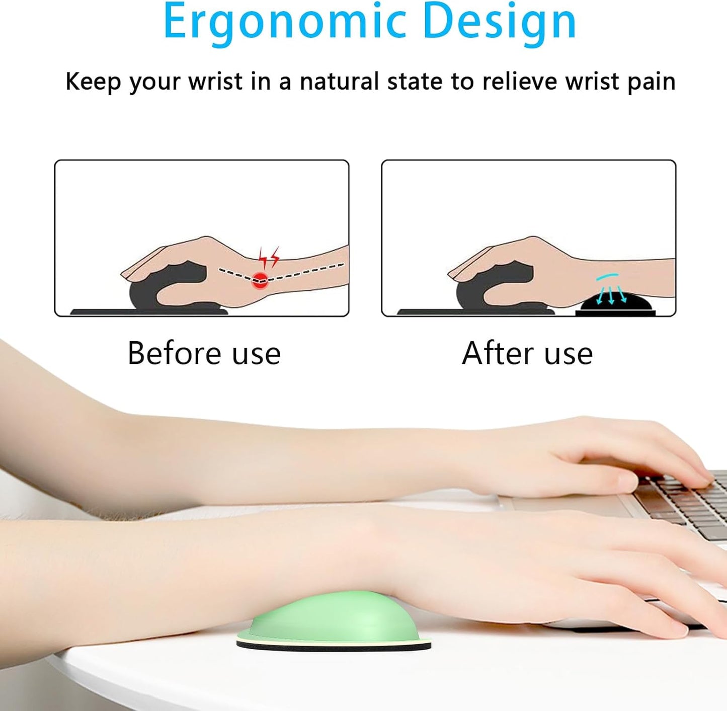 Dapesuom Keyboard Wrist Rest Set, Cute PU Leather Wrist Cushion for Computer Keyboard and Mousepad, Memory Foam Mouse Pad Rests Support with Non-Slip Base for Typing Pain Relief Laptop, Colonial White