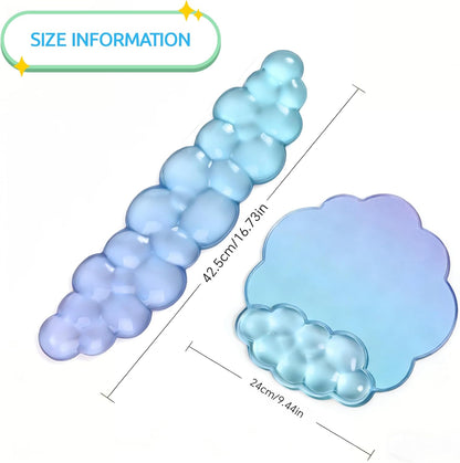 Gel Wrist Rest and Cloud Mouse Pad Support for Keyboard and Mouse - Ergonomic Pink Keyboard Wrist Pad Set for Typing Pain Relief/Computer/Laptop/Gaming/Home/Office (Cloud Shape, Gradient Blue Pink)
