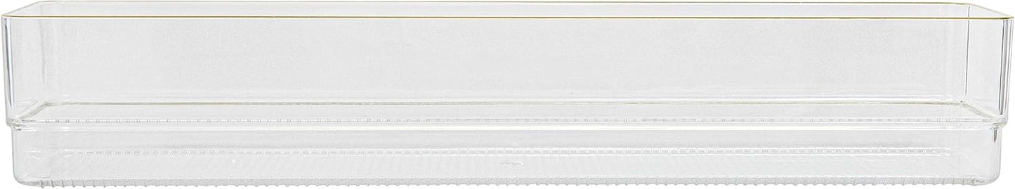 Martha Stewart Kerry Plastic Stackable Office Desk Drawer Organizers, 6" x 3", 6 Pack, with Gold Trim