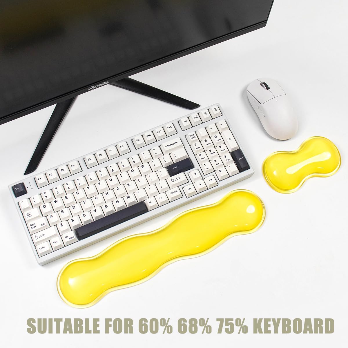 Clear Gel Wrist Rest for Keyboard and Mouse, Green Silicone Mouse Wrist Rest Set, Cute Ergonomic Wrist Rest for Keyboard 60%/75%(Green)