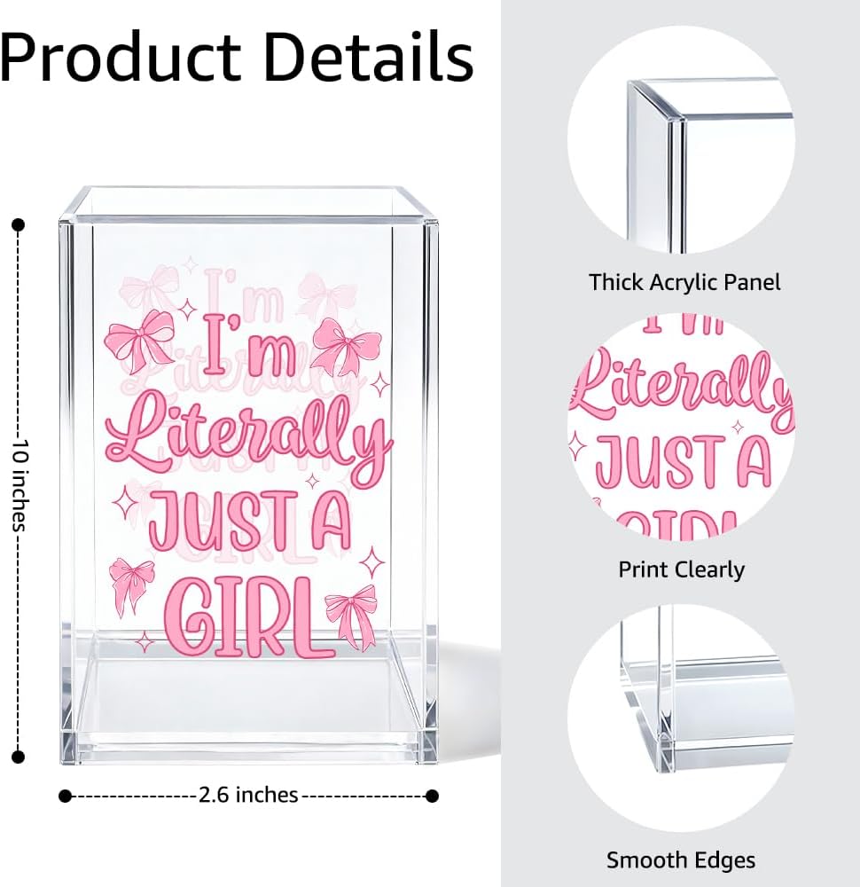 Just Breathe Acrylic Cosmetic Organizer Pen Holder, Anxiety Relaxing Acrylic Desk Holder Cup for Pen Pencil, Dandelion Desk Organizer, Mental Health Office Gifts for Coworker Leader Friend