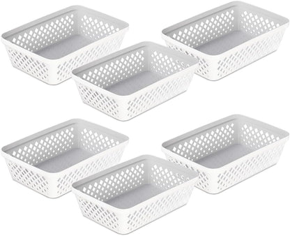 Glad Plastic Storage Basket Set - Multipurpose Drawer Trays, Kitchen Pantry Containers, and Bathroom Bins - 6 Pack Medium Organizers, Grey