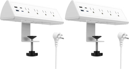 Jgstkcity Desk Clamp Power Strip,20W Fast Charging Station,Surge Protector Nightstand Edge Mount,1875W Extension Cord with Multiple Outlets,2 USB-C,2 USB-A,for Home Office (Black, 6 FT)