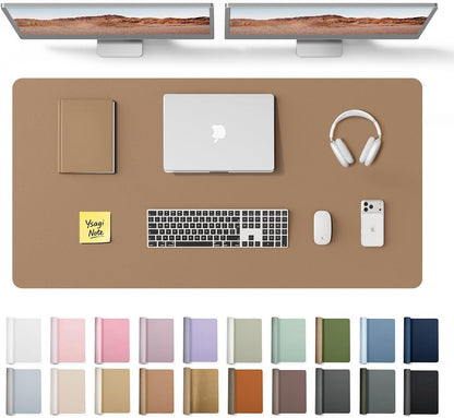 YSAGi Leather Desk Protector, Office Mat, Large Mouse Mat, Non-Slip PU Leather Blotter, Laptop Pad, Waterproof Writing Pad for Office and Home (Light Pink, 23.6" x 13.8") - Colors B
