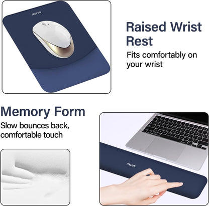 MOSISO Keyboard Mouse Pad Set, Large Gaming Mouse Pad&Rectangular Keyboard Wrist Rest&Mousepad with Wrist Rest&Coaster, Ergonomic Non-Slip&Easy Typing Pad with Curved Silicone Lining, Antique Green